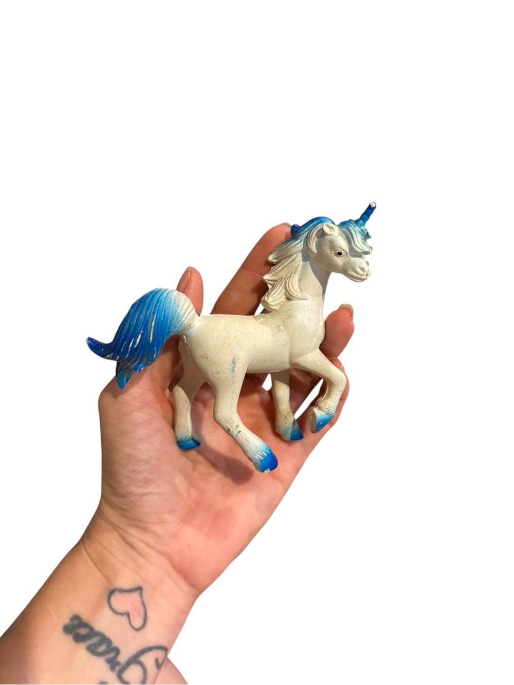 Vintage white and Blue Unicorn Figurine Toy